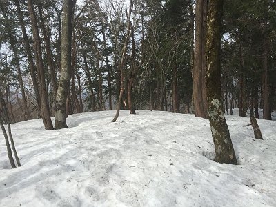 ここが下山時のピークでテープが目印。ここでザックをデポして薊岳をピークハントする