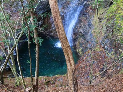 高滝の上にも滝があった。滝壺の水が美しい
