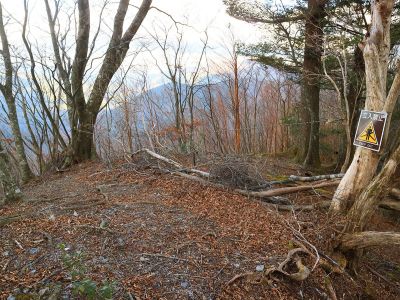 間違いやすい尾根の分岐なんだけど立入禁止になっていた。かなり親切だと思った