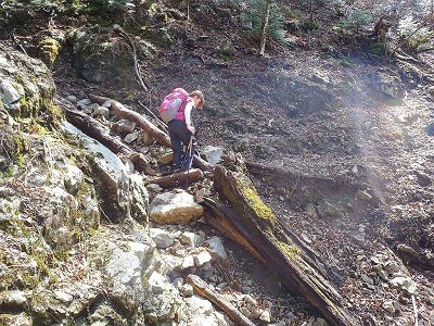 崩壊箇所のトラバースだった