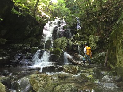 ここは沢登りらしく登ります