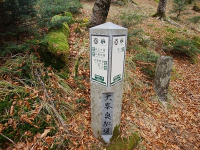 ここから山上ヶ岳まで3kmで大普賢岳まで1.9kmなのね。大普賢岳までは行けそうな感じはしたけど、ここで終わり。