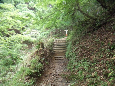 お助け水からは急坂の階段が増えてくる