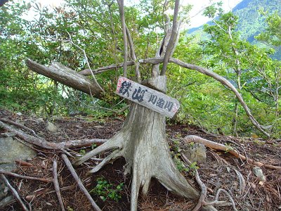 ここではじめて鉄山への道標がでてくる