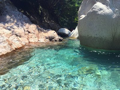 とにかくコバルトブルーの色した沢を遡行する