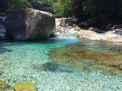 この沢の透明感はすごい