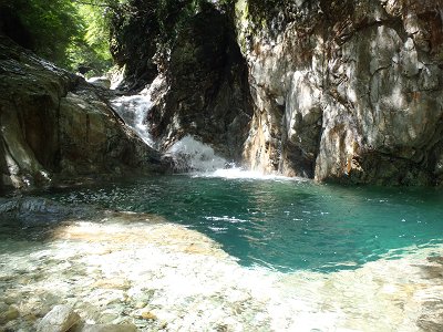 垢離取場から5分ほど進んだところにある4m滝